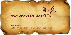 Marianovits Jolán névjegykártya