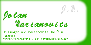 jolan marianovits business card